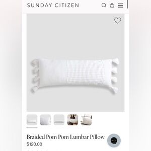Sunday Citizen White Braided Pom Pom Lumbar Pillow